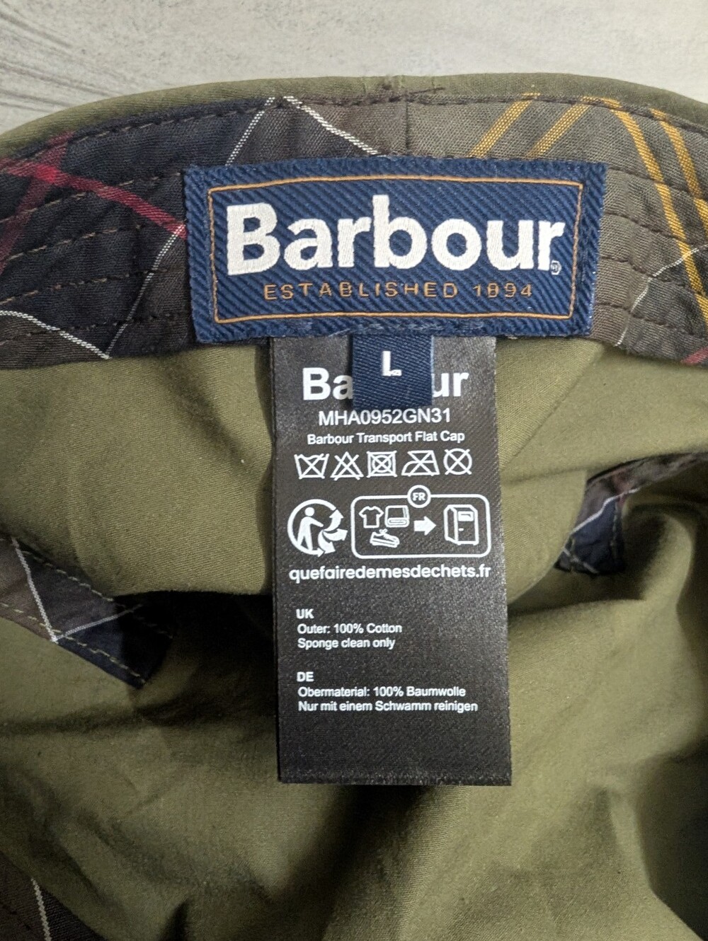 BARBOUR Olive Flat Transport Hat - Picture 11 of 16